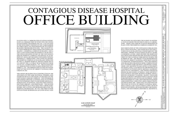 Lámina histórica de portada del edificio de oficinas del hospital de enfermedades contagiosas