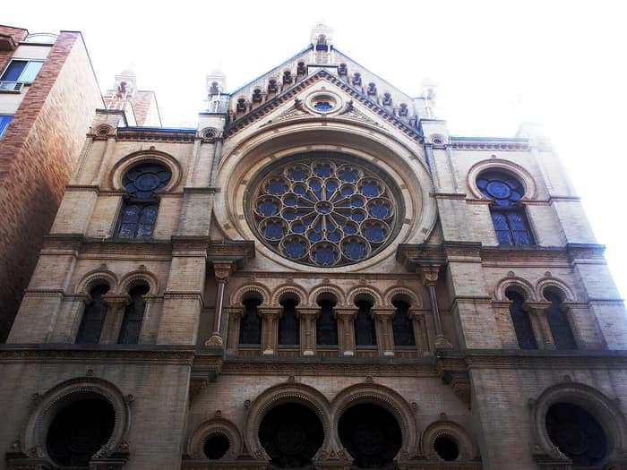 Front of the Eldridge Street Synagogue on the Lower East Side of Manhattan