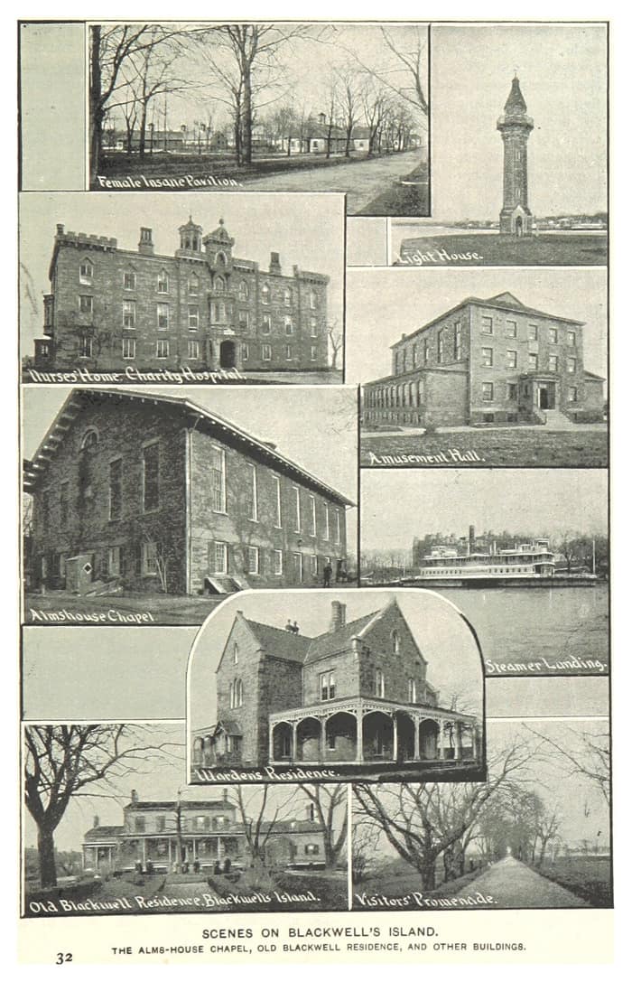 Ilustración de escenas de Blackwell’s Island de un libro de 1893 sobre Nueva York