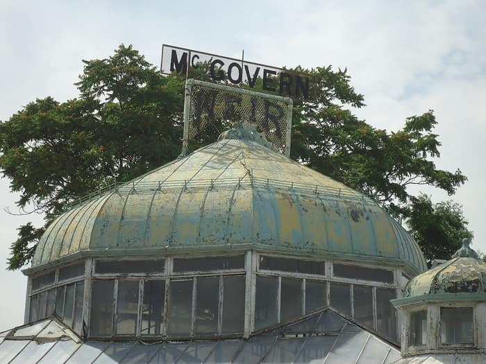 Sign at the McGovern-Weir Greenhouse near Green-Wood Cemetery in Brooklyn