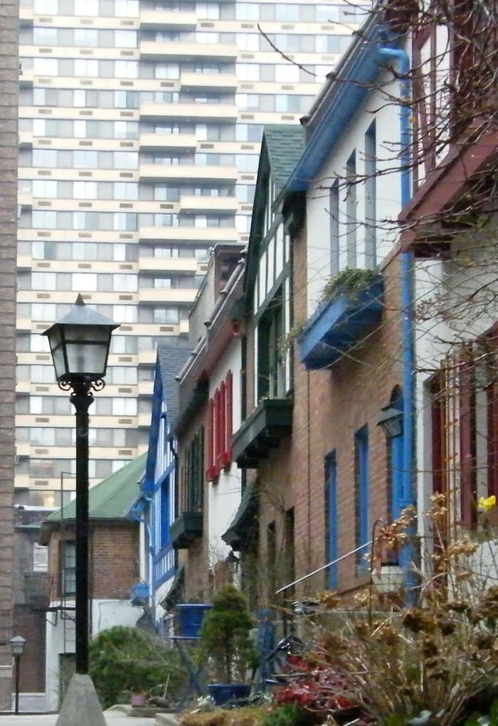 Tudor-style houses of Pomander Walk on the Upper West Side of Manhattan